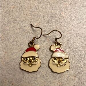 Santa Claus Earrings with Red and White Accents